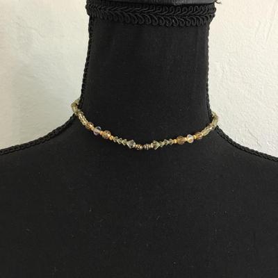 Vintage crystal & cloisonné beaded choker necklace