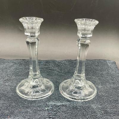 Simple Crystal Candlestick Holders