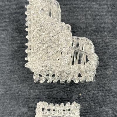 Vintage Blown/Spun Glass Baby Grand Piano with Matching Bench