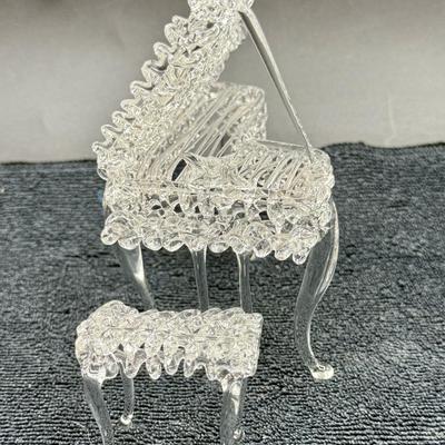 Vintage Blown/Spun Glass Baby Grand Piano with Matching Bench