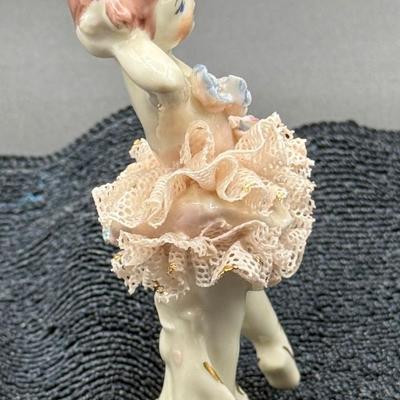 Vintage Dresden Lace Style Porcelain Lace Ballerina Figurine no maker marks