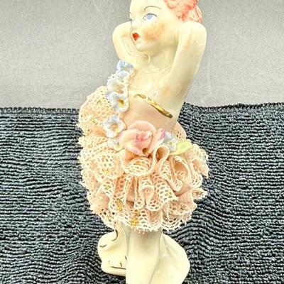 Vintage Dresden Lace Style Porcelain Lace Ballerina Figurine no maker marks