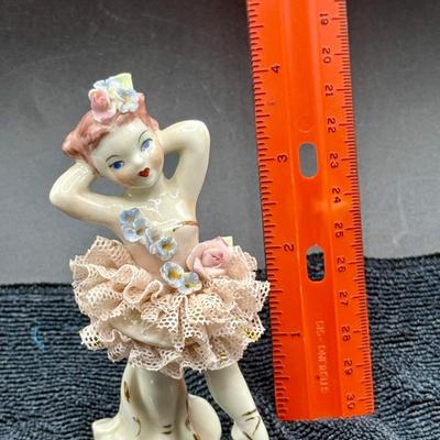 Vintage Dresden Lace Style Porcelain Lace Ballerina Figurine no maker marks