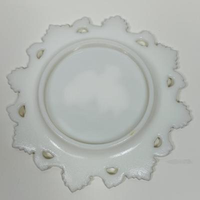 Vintage Westmoreland Milk Glass Two Chicks 7.25" Decorative Lace Edge Plate
