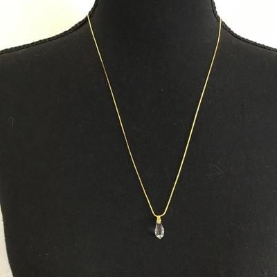 Vintage crystal pendant & gold toned necklace