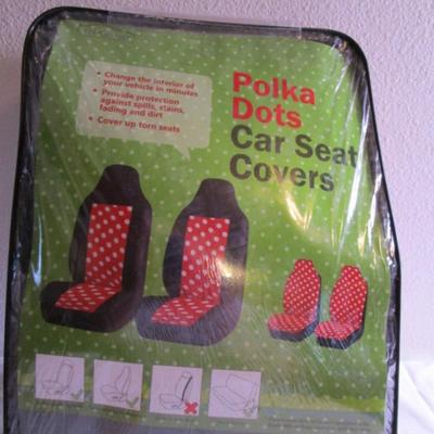 FH Group red polka dot car seat covers/black sides