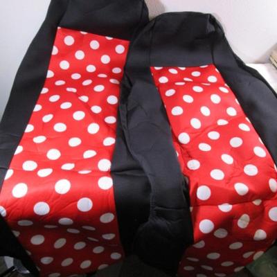 FH Group red polka dot car seat covers/black sides