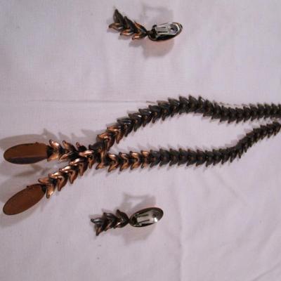 Renoir 14" Copper necklace & clip earrings