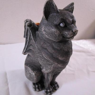 Stoic Guardian Feline Gargoyle candleholder