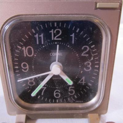 Vintage Copal travel alarm clock with world time chart