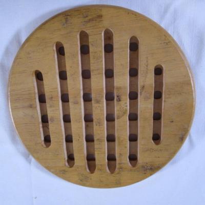 Vintage round solid wood trivet