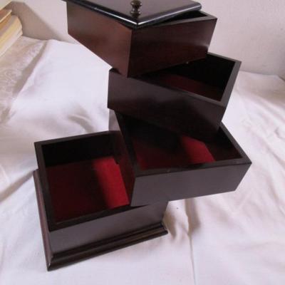 Vintage Bombay Co. 4-tier wood jewelry box