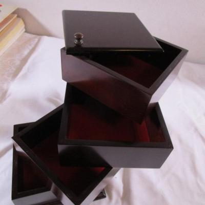 Vintage Bombay Co. 4-tier wood jewelry box