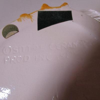 Ceramic duck with basket and bonnet, little duck & chicken & egg