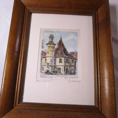 3 Rothenburg etchings on silk
