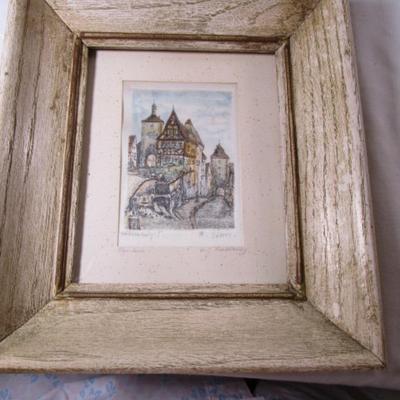 3 Rothenburg etchings on silk