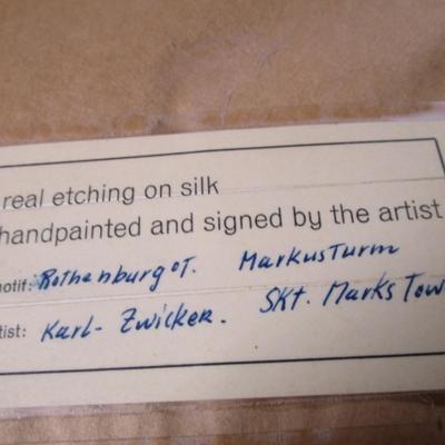 3 Rothenburg etchings on silk