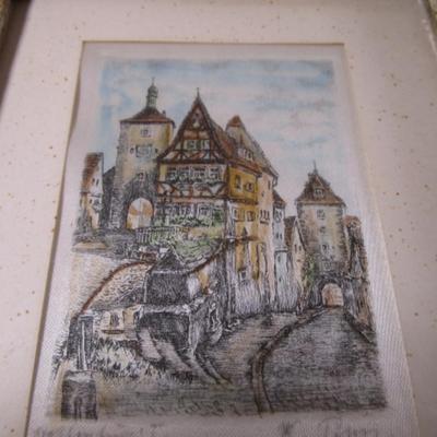 3 Rothenburg etchings on silk