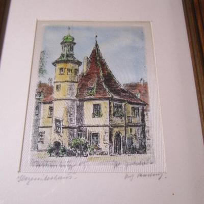 3 Rothenburg etchings on silk