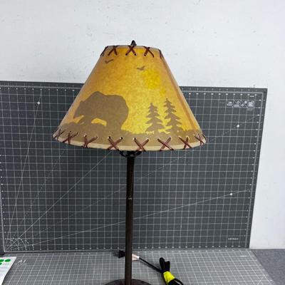 Metal Lamp with a Rustic Mountain Shade