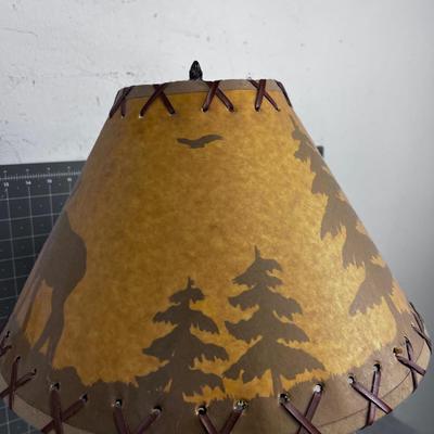 Metal Lamp with a Rustic Mountain Shade