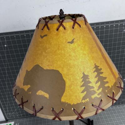 Metal Lamp with a Rustic Mountain Shade