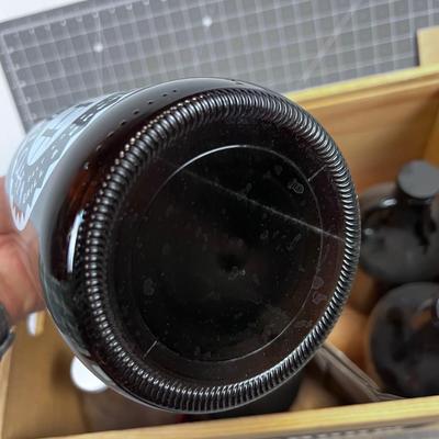 6 GLASS 1/2 BEER Bottles in a Wooden Crate
