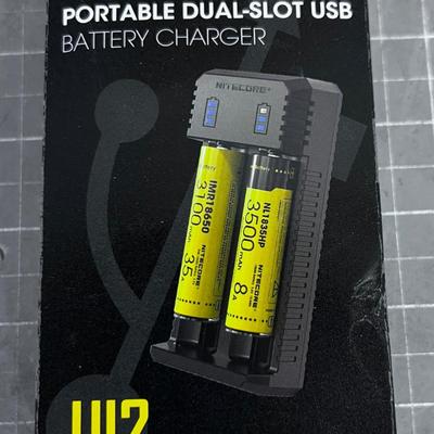 Portable Dual Slot USB Battery Charger 