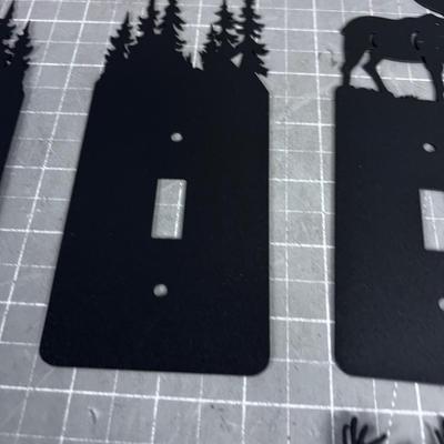 (6) Wild Life BLACK Metal Switch Plate Covers 