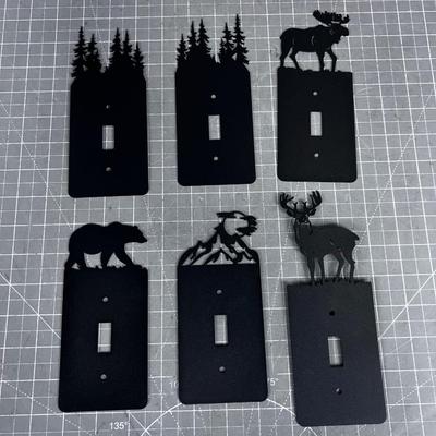 (6) Wild Life BLACK Metal Switch Plate Covers 