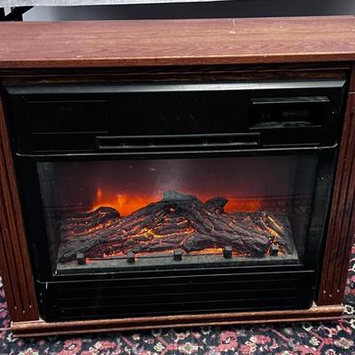 Electric Fireplace in Cherry Stained Oak Cabinet