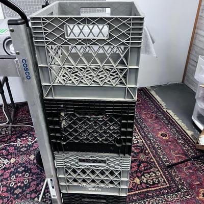 4 Plastic Milk Crates 