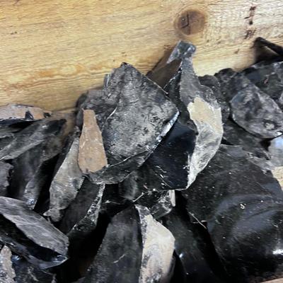 Old AMMO Crate Complete Full of Rock Hound OBSIDIAN ROCKS