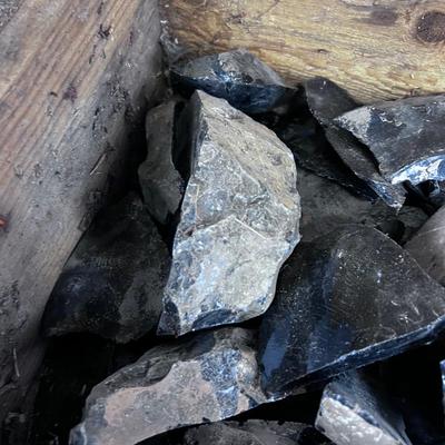 Old AMMO Crate Complete Full of Rock Hound OBSIDIAN ROCKS