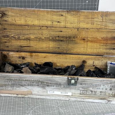 Old AMMO Crate Complete Full of Rock Hound OBSIDIAN ROCKS