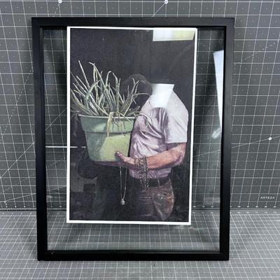 Framed Art Print Man w/Plant 