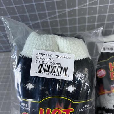 2 PAIRS of Men's HOT FEET Heavy Thermal Socks