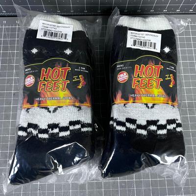 2 PAIRS of Men's HOT FEET Heavy Thermal Socks