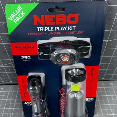 NEBO Triple Play Flash Light and Lantern Set NEW