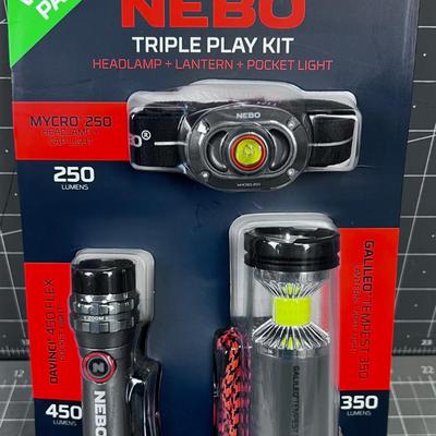 NEBO Triple Play Flash Light and Lantern Set NEW