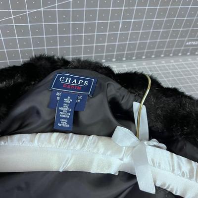 CHAPS Denim Faux Fur Vest 