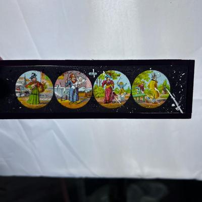 antique MAGIC LANTERN GLASS SLIDES JOHANN FALK LONG