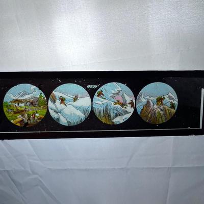 antique MAGIC LANTERN GLASS SLIDES JOHANN FALK LONG
