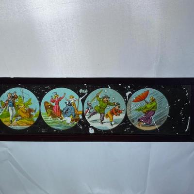 antique MAGIC LANTERN GLASS SLIDES JOHANN FALK LONG