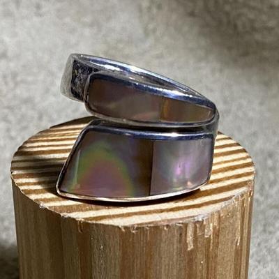 modernist SAJEN BALINESE STERLING & ABALONE RING SIZE 8.5