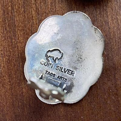 RODNEY CONCHA TAOS ARTS COIN SILVER EARRINGS