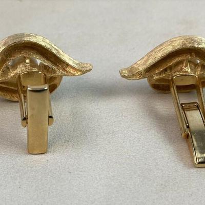 mid century CROWN TRIFARI GOLD PEARL & RHINESTONE CUFFLINKS