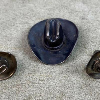 vintage WESTERN COWBOY HAT PIN & EARRINGS SET