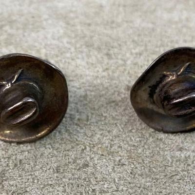 vintage WESTERN COWBOY HAT PIN & EARRINGS SET