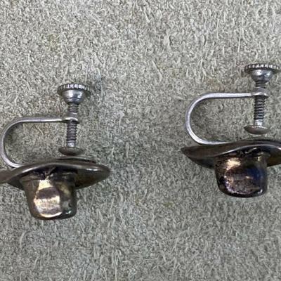 vintage WESTERN COWBOY HAT PIN & EARRINGS SET